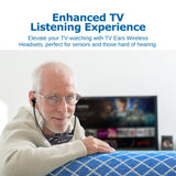 TV Ears Wireless Headset System - Analog Wireless Headset for TV - Ideal for Seniors & those with Hearing Impairments - Plug N' Play RF Transmitter Headphones with TV Earbuds - Compatible with All TVs