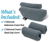 Crutch Comfort Deluxe Soft Fleece & Foam Crutch Accessory Set (Gray)