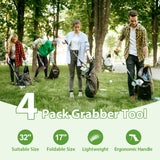 4 Pack Trash Picker Upper Grabber, 32" Foldable Trash Grabber Tool with 360° Rotating Jaw & Magnet, Lightweight Grabbers for Seniors, Grabbers Heavy Duty Professional, Reacher Grabber Pickup Tool