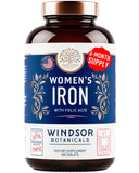 Iron Pills for Women - Iron Supplement for Women with Folic Acid - 6 Month Supply - Anemia, Period, Pregnancy Support Iron Supplements - Ferrous Sulfate, Folate Vitamin B9-180 Vegan Iron Tablets