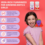 NutritiPure Kids Chewable Iron Supplement (Ferronyl®/Carbonyl Iron 9 mg with Vitamin C 30 mg) Tablet in Delicious Grape Flavor 90 Count (1 Bottle) (1)