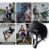 OutdoorMaster Skateboard Cycling Helmet - Two Removable Liners Ventilation Multi-Sport Scooter Roller Skate Inline Skating Rollerblading for Kids, Youth & Adults - XL - Black