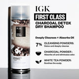 IGK FIRST CLASS Charcoal Detox Dry Shampoo | Volume + Soothes Scalp + Balance Oil | Vegan + Cruelty Free | 6.3 Oz