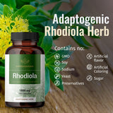 HERBAMAMA Rhodiola Rosea Capsules - Organic Rhodiola Rosea Herb Supplement - Rhodiola Root Pills - 1000mg, 100 Caps