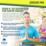 Trace Minerals | Greens Pak | Powder Drink Mix Dietary Supplement for Adults and Kids | 50+ Super Foods, Raw Vegetables, Antioxidants, Fiber, Enzymes, Probiotics | Natural Berry Flavor | 30 Packets