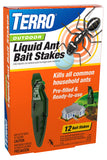 TERRO T1813B Outdoor Ready-to-Use Liquid Ant Bait Stake Killer Trap - Kills Common Household Ants 12 Stakes