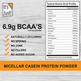 It's Just! - 100% Casein Protein Powder, Unflavored, 3lbs (48oz), Made in USA, One Ingredient, Slow Burning, Time Release, 6.9g BCAAs, 1g Carb, Non-GMO