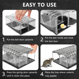 PZQZMAR Mouse Traps, Humane Mouse Trap, Easy to Set, Mouse Catcher Quick Effective Reusable and Safe for Families（2-in-1）