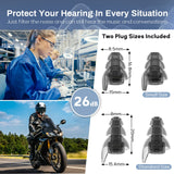 Hearprotek Ear Plugs for Noise Reduction, 2 Pairs Reusable high Fidelity Concert earplugs Corded-Hearing Protection for motorycles, Work, Construction, Rave, Party, Airplane,Travel (26dB)