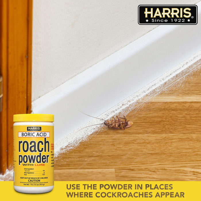 Harris Boric Acid Roach Killer Powder with Lure, 16oz