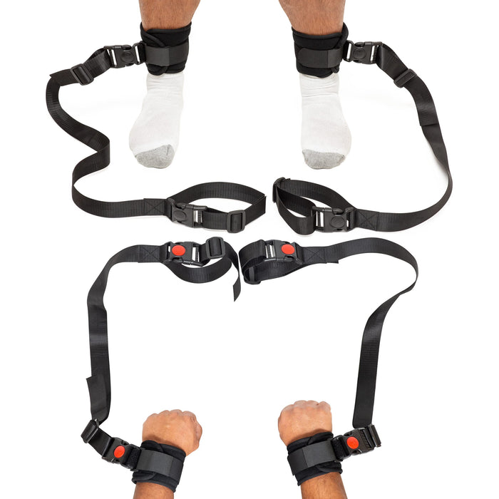 BURLINGHAM'S Quick Release Hospital Bed Restraints Straps for Medical Procedures - Heavy Duty Limb Holders Medical with Wrist & Ankle Straps - Long, Adjustable Straps