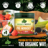 Organic Muscle Clean Pre Workout Powder for Men & Women, Strawberry Mango - USDA Organic Preworkout Supplement for Endurance - Vegan, Natural, Plant-Based, & Low Caffeine Pre-Workout Energy Powder