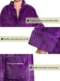 PAVILIA Womens Housecoat Zip Robe, Fleece Zip Up Front Robe Bathrobe, Plush Warm Zipper House Coat Lounger for Women Ladies Elderly with Satin Trim, Pockets, Long - Purple (Large/X-Large)