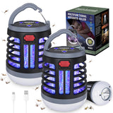 3 in 1 Indoor Bug Zapper Outdoor Mosquito Zapper, USB Rechargeable Mosquito Killer Portable Waterproof, LED Lantern Fly Zapper Camp Light SOS Emergency Light for Home, Backyard, Camping Patio (2 Pack)