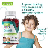 Probiotics Plus Prebiotics Fiber Gummies, Extra Strength 2 Billion CFUs - Immune Support & Digestive Support, Dualbiotic Vegan & Pectin Chewable Gummy, Teens Children & Kids, Berry Flavor [120 Count]