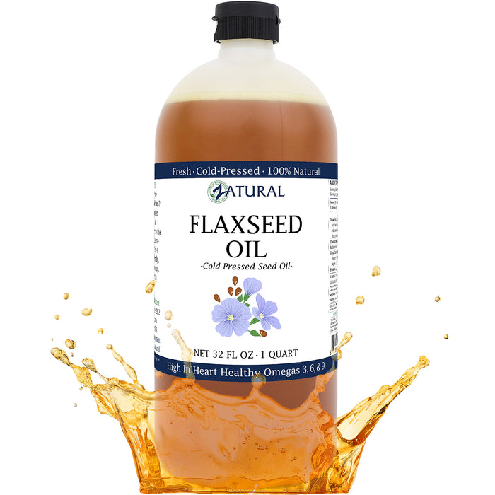 Zatural Flaxseed Oil - 100% Pure Flax Seed Oil - 0 Additives - 0 Fillers - Cold Pressed - Unrefined, 32 Oz