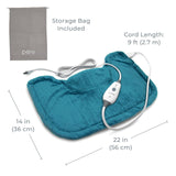 Pure Enrichment® PureRelief® Neck & Shoulder Heating Pad - 4 Heat Settings, Auto Shut-Off, Universal Fit, Magnet Closure, Soft Micromink, Storage Bag, 5-Year Warranty, Machine Wash (Turquoise Blue)