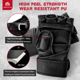 Liberlupus MMA Gloves for Men & Women, Martial Arts Bag Gloves, Kickboxing Gloves with Open Palms, Boxing Gloves for Punching Bag, Sparring, Muay Thai, MMA