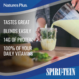 NaturesPlus SPIRU-TEIN Shake - Banana Flavor - 1.2 lbs, Spirulina Protein Powder - Plant Based Meal Replacement, Vitamins & Minerals For Energy - Vegetarian, Gluten-Free - 16 Servings