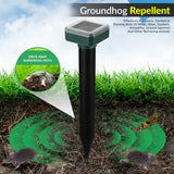 Mole Solar Powered for Lawns, 4 Pack Gopher Ultrasonic Solar Powered for Outdoor & Solar Mole Groundhog Vole Rodent for Yard