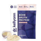 Dr. Kellyann Bone Broth Protein Powder, Vanilla (30 Servings) - Protein 21g, 2g Net Carbs - Grass Fed Hydrolyzed Collagen - Sugar Free, Gluten Free, Dairy Free, Paleo, Keto Protein Shakes