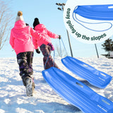 Slippery Racer Downhill Xtreme Flexible Adults and Kids Plastic Toboggan Snow Sled for Up to 2 Riders with Pull Rope, (2 Pack) (Red/Blue)