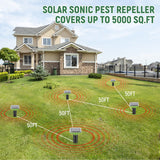 Solar Mole Repellent Ultrasonic,2024 Newest Mole Vole Gopher Repellent Outdoor Solar Powered,Waterproof Mole Killer Traps for Yard, Effectively Repels Garden and Yard Voles,Snakes,Gophers,Green-2pc