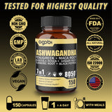 Ashwagandha Extract Capsules 7 Herbal Ingredients 8050 mg - Blended Fenugreek, Maca, Turmeric, Rhodiola, Ginger & Black Pepper - Sleep, Spirit, Immune & Energy Support - 5-Month Supply