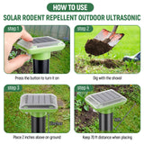 Solar Mole Repellent Ultrasonic,2024 Newest Mole Vole Gopher Repellent Outdoor Solar Powered,Waterproof Mole Killer Traps for Yard, Effectively Repels Garden and Yard Voles,Snakes,Gophers,Green-2pc