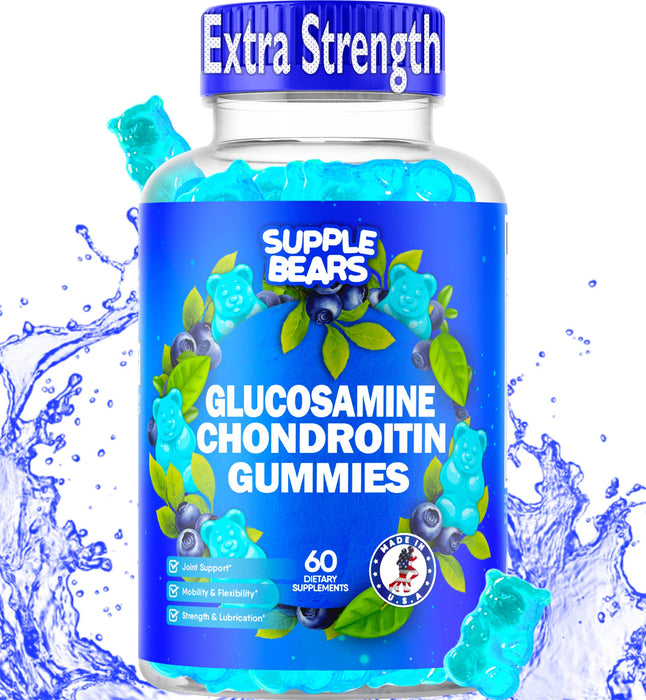 Supplebears Glucosamine Chondroitin Gummies - Joint Support Gummies - 1500mg Extra Strength with MSM - for Adults, Men & Women - 60 Joint Support Supplements - Made in The USA