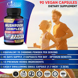24000mg Mushroom Complex Supplements - Brain, Memory, Energy Production & Immune System - 13in1 Concentrated with Lions Mane Mushroom, Reishi, Turkey Tail, Maitake, Chaga & More - 90 Capsules