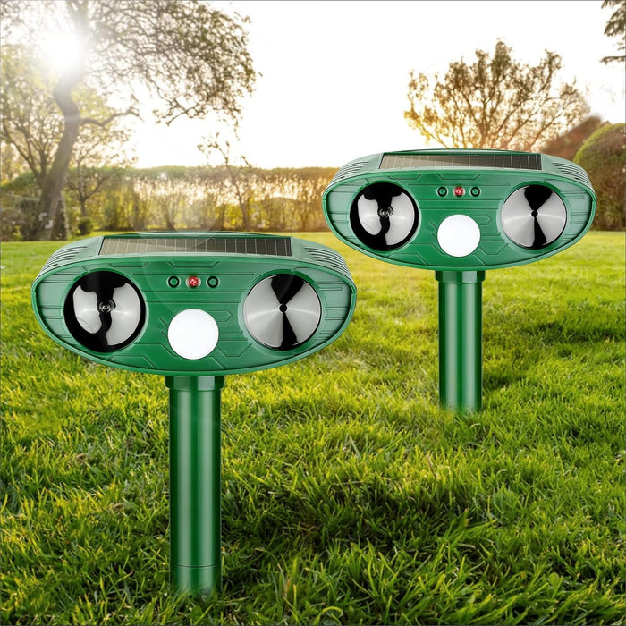 Lubatis 2 Pack Solar Animal Repeller Ultrasonic Animal Repellent Outdoor with Motion Sensor Animal Deterrent Waterproof for Cat Squirrel Deer Raccoon Skunk Rabbit Fox and More