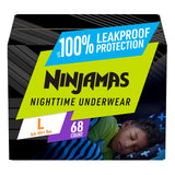Pampers Ninjamas Nighttime Bedwetting Underwear Boys Size L (64-125 lbs) 68 Count (Packaging & Prints May Vary)