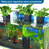 Upgraded Aquarium Plant Holder with Hooks and Suction Cups for Fish Tank Aquaponic Plant Cultivation and Aquascape Decorations (Black)