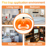 Flea Traps for Inside Your Home, Flea Killer Trap Indoor Natural Safe Pest Control Trapper House Sticky Insect Killer with Light & Switch, Bed Bug Trap Safe for Kid & Pet, 2 Packs Pumpkin