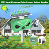 Ultrasonic Animal Repeller Outdoor, Cat Repellent Solar Animal Repeller Dog Deterrent with Motion Sensor&Light, Yard Farm Garden Repellent for Cat Squirrel Dog Rabbit Raccoon Skunk Fox Deer 2 Pack