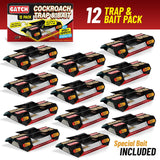 GATCH Roach Traps Indoor (12 Pack), Sticky Baited Cockroach Traps, Roach Killer Indoor Infestation, Non-Toxic Glue Traps for Roaches, Insects, Home Bug Ant Spider Cricket, Child & Pet Friendly