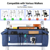 HOOMTREE Walker Basket Walker Bag with Cup Holder,Baskets Bag for Walkers for Seniors with Pockets,Walker Pouch Walker Accessories for Folding Walker,Rollator Walkers (Blue)