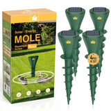 Mole Repellent for Lawns, Solar Powered | Patent Screw-Shape-Stake Design | IP65 Waterproof, Varying Sonic and Vibration to Expel Mole Gopher Snake Vole, for Lawn Garden & Yard(4pcs)