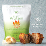 TRU Plant Based Protein Powder, BCAA, EAA, 20g Vegan Protein, 100 Calories, 27 Vitamins, No Artificial Sweeteners 25 Servings (Banana Maple Muffin)