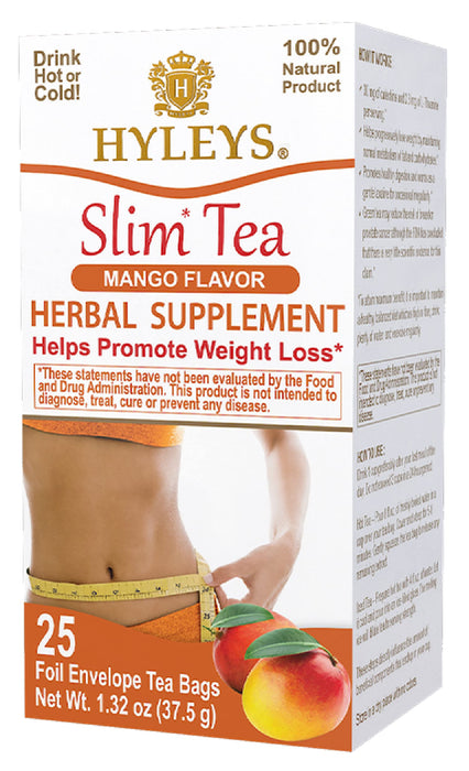 Hyleys Slim Tea Mango Flavor - Weight Loss Herbal Supplement Cleanse and Detox - 25 Tea Bags (6 Pack)