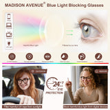 Madison Avenue Blue Light Blocking Glasses Oversized Fashion Blue Light Glasses for Women Anti Eyestrain & UV Protection Computer Eyeglasses (Grey Demi)