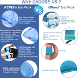 REVIX Ice Packs for Knee Injuries Reusable, Gel Ice Wraps with Cold Compression for Injury and Post-Surgery, Plush Cover and Hands-Free Application, A Set of Two