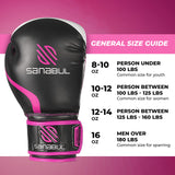 Sanabul Essential Gel Boxing Gloves | Kickboxing Gloves | Punching Bag Gloves For Men and Women, Black/Pink 14 oz