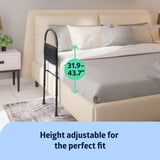 Medline Bed Assist Bar with Storage Pocket, Height Adjustable Bed Rail for Elderly Adults, Assistance for Getting In and Out of Bed at Home