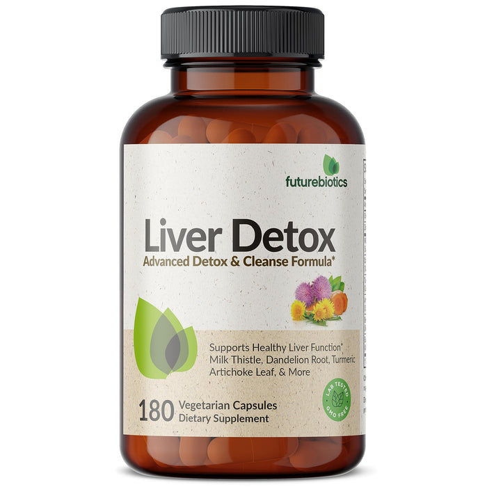 Futurebiotics Liver Detox Advanced Detox & Cleanse Formula Supports Healthy Liver Function with Milk Thistle, Dandelion Root, Turmeric Artichoke Leaf, & More, Non-GMO, 180 Vegetarian Capsules