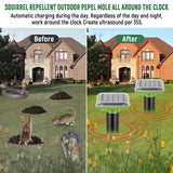 Solar Mole Repellent Ultrasonic,2024 Newest Mole Vole Gopher Repellent Outdoor Solar Powered,Waterproof Mole Killer Traps for Yard, Effectively Repels Garden and Yard Voles,Snakes,Gophers,Green-2pc