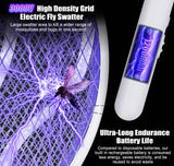Electric Fly Swatter Racket 3000V Bug Zapper 2 in 1 Mosquito Zapper USB Rechargeable, 1200mAh Mosquitoes Killer Lamp & Fly Zapper with 3 Layer Safety Mesh for Home, Bedroom, Kitchen, Patio (2 Pack)