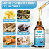 Bunkka Sea Moss 3000mg Black Seed Oil 1000mg with Burdock Root 600mg Bladderwrack 800mg&Vitamin C Vitamin D3, Irish Sea Moss Drop for Immune System, Gut, Skin & Energy