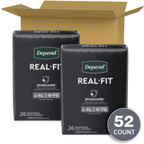 Depend Real Fit Incontinence Underwear for Men, Disposable, Maximum Absorbency, Large/Extra-Large, Black, 52 Count (2 Packs of 26), Packaging May Vary